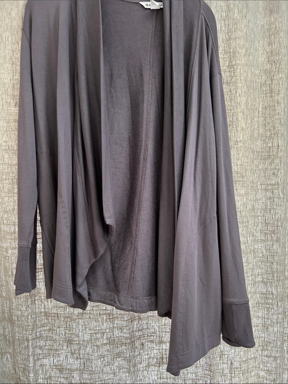 Athleta Draped Open Cardigan in Charcoal Gray purple
